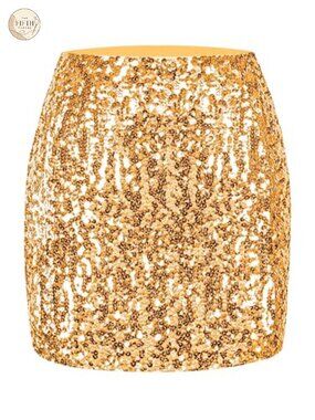 Sequin Bodycon Mini Skirt Stretchy Lined Club Party Night Out